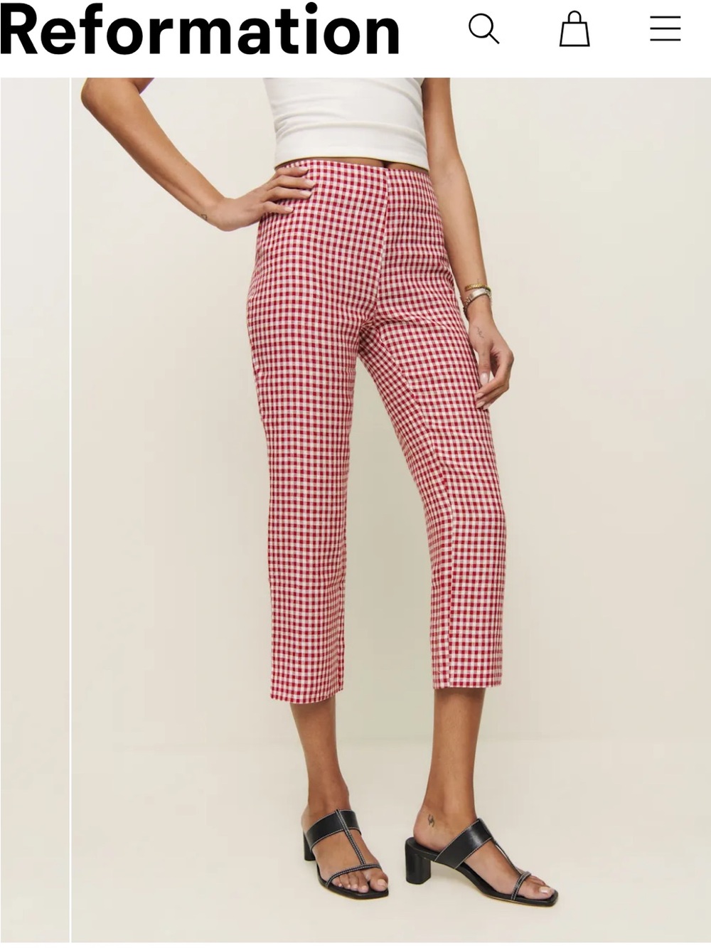 Reformation Petra linen low rise, pedal pusher pant - Picture 2 of 6